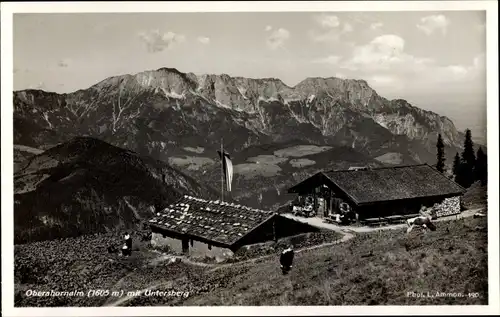 Ak Bischofswiesen in Oberbayern, Oberahornalm mit Untersberg