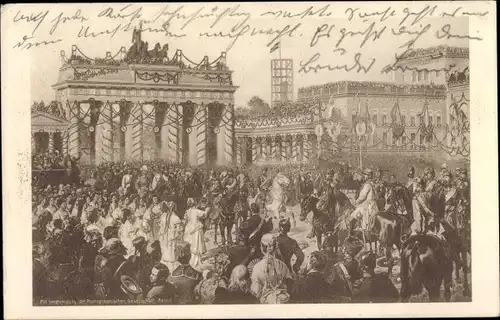 Ak Berlin Mitte, Brandenburger Tor, Einzug der Truppen in Berlin