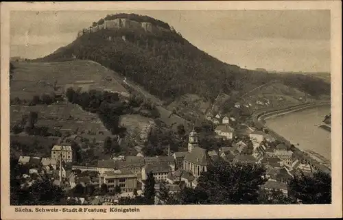 Ak Königstein an der Elbe Sächsische Schweiz, Stadt und Festung