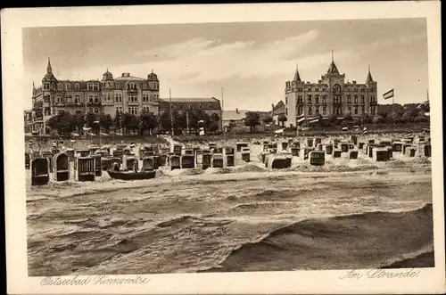 Ak Ostseebad Zinnowitz auf Usedom, am Strande, Strandkörbe