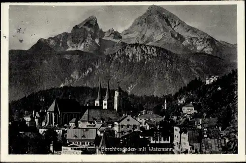 Ak Berchtesgaden in Oberbayern, Watzmann, Ortsansicht