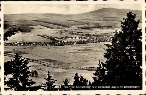 Ak Crottendorf im Erzgebirge Sachsen, Blick vom Scheibenberg, Panorama, Fichtelberg