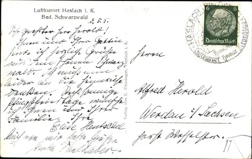 Ak Haslach im Kinzigtal Schwarzwald, Gesamtansicht