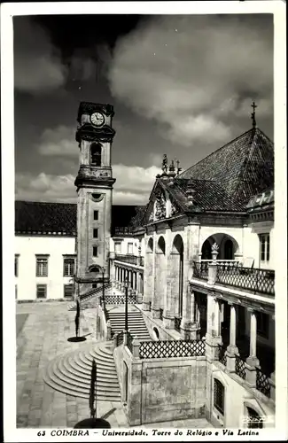 Ak Coimbra Portugal, Universidade, Torre do Relogio e Via Latina
