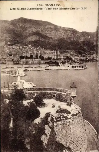 Ak Monaco, Les Vieux Remparts, Monte Carlo