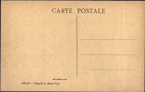 Ak Oran Algerien, Chapelle de Santa Cruz
