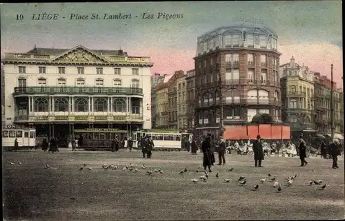 Ak Liège Lüttich Wallonien, Place St. Lambert, Les Pigeons