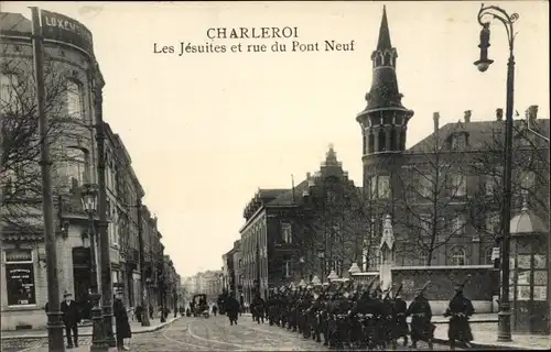 Ak Charleroi Wallonien Hennegau, Les Jesuites et rue du Pont Neuf