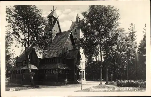 Foto Ak Karpacz Górny Brückenberg Krummhübel Riesengebirge Schlesien, Kirche Wang