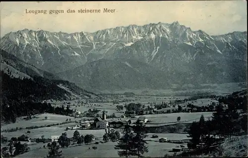 Ak Leogang in Salzburg, Panorama gegen das steinerne Meer