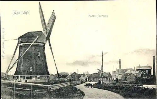 Ak Zaandijk Nordholland, Zaandijkerweg, Windmühle