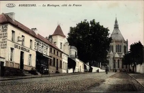 Ak Bon Secours Bonsecours Péruwelz Hennegau, La Montagne, cote de France, Café du Mouton Blanc