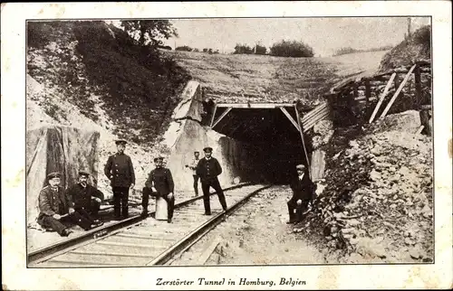 Ak Homburg Wallonien Lüttich, Zerstörter Tunnel, Kriegszerstörung 1. WK