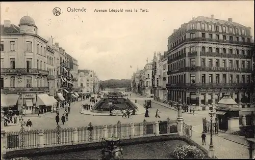 Ak Oostende Ostende Westflandern, Avenue Leopold vers le Parc