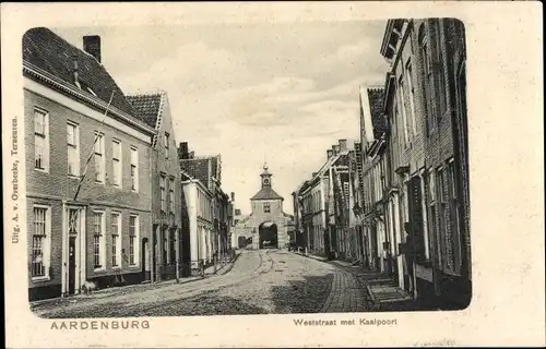 Ak Aardenburg Sluis Zeeland Niederlande, Weststraat met Kaalpoort