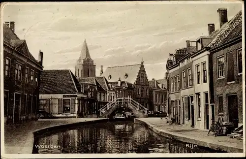 Ak Woerden Utrecht Niederlande, Rijn, Brug