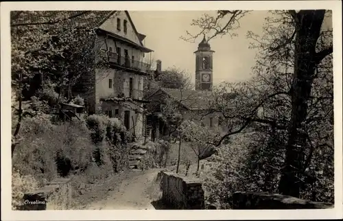 Ak Orselina Tessin Schweiz, Stadtansicht, Kirchturm