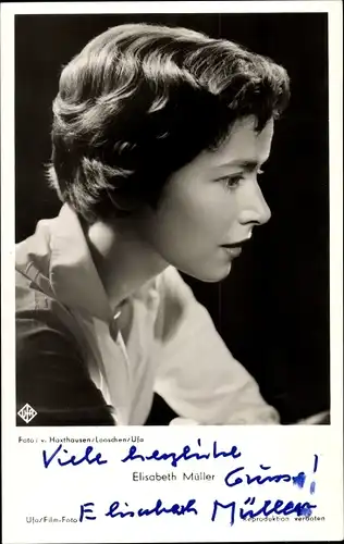 Ak Schauspielerin Elisabeth Müller, Profilansicht, Autogramm