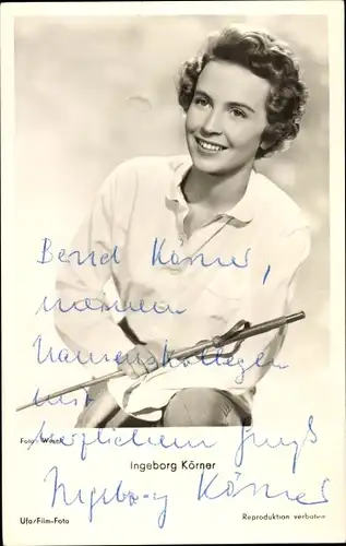 Ak Schauspielerin Ingeborg Körner, Portrait, Autogramm