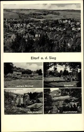 Ak Eitorf an der Sieg, Landheim Borauel, Strandbad, Jugendherberge, Totalansicht