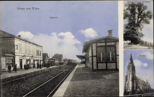 Ak Wahn Köln Nordrhein Westfalen, Bahnhof, Gleisseite, Kirche, Kirchhof
