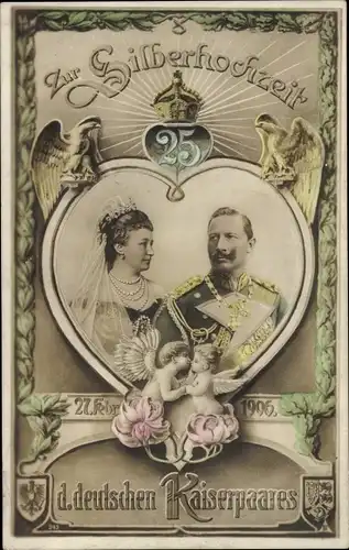 Ak Zur Silberhochzeit des deutschen Kaiserpaares 1906, Kaiser Wilhelm II., Kaiserin Auguste Viktoria