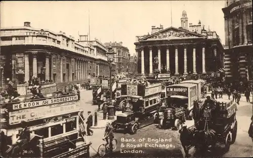 Ak London City England, Bank of England & Royal Exchange