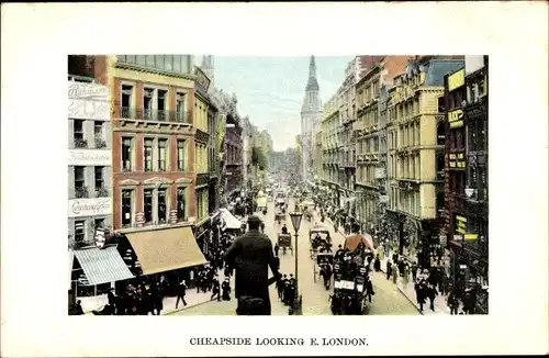 Ak London City England, Cheapside looking East, Luncheon Bar, Traffic