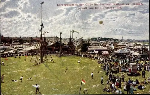 Künstler Ak Fritsche, Otto, Dresden, Ehrengeschenk der Bogenschützengilde für das neue Rathaus