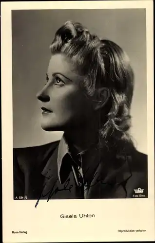 Ak Schauspielerin Gisela Uhlen, Portrait, seitliches Profil, Ross Verlag 3341/2