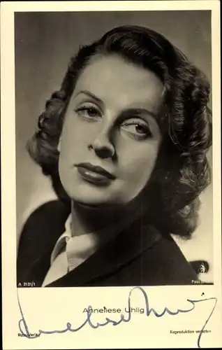 Ak Schauspielerin Anneliese Uhlig, Portrait, Ross Verlag A 3131 1