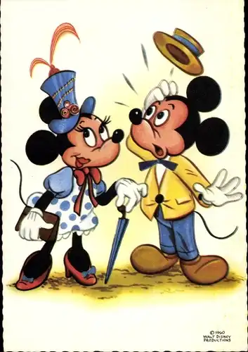 Künstler Ak Walt Disney, Comic, Mickey Mouse, Minnie