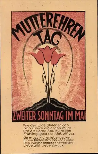 Ak Muttertag, Mutterehren Tag, zweiter Sonntag im Mai, Tulpen