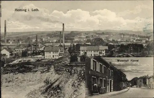 Ak Héming Moselle, Gesamtansicht, Wirtschaft Pierrel