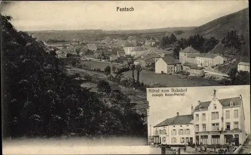 Ak Fontoy Fentsch Moselle, Gesamtansicht, Hotel zum Bahnhof