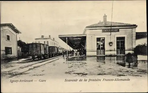 Ak Igney Avricourt Meurthe-et-Moselle, La Gare, Frontiere Franco-Allemande