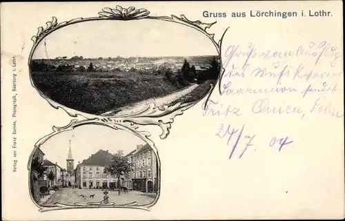 Ak Lorquin Lörchingen Lothringen Moselle, Gesamtansicht, Platz