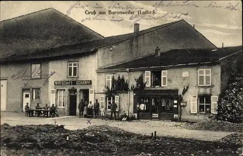Ak Baronville Baronweiler Lothringen Moselle, Wirtschaft Scharff
