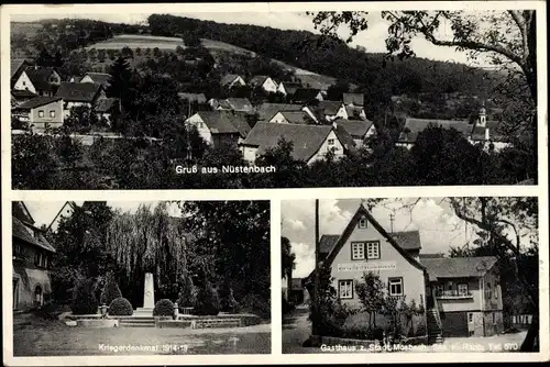 Ak Nüstenbach Mosbach am Odenwald, Kriegerdenkmal, Gasthaus zur Stadt Mosbach