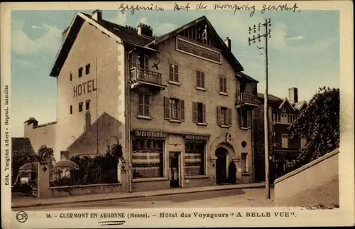Ak Clermont en Argonne Lothringen Meuse, Hotel des Voyageurs A Belle Vue