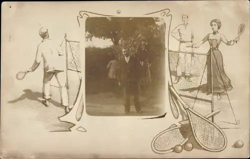 Foto Ak Frankreich, Portrait von einem Mann, Tennis