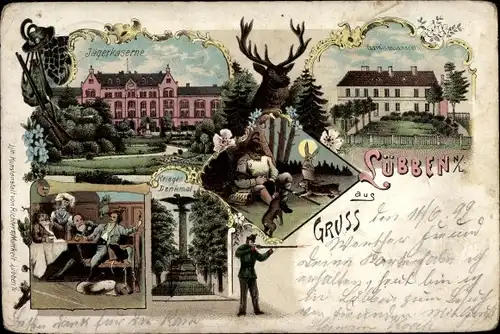 Litho Lübben im Spreewald, Kriegerdenkmal, Jägerkaserne