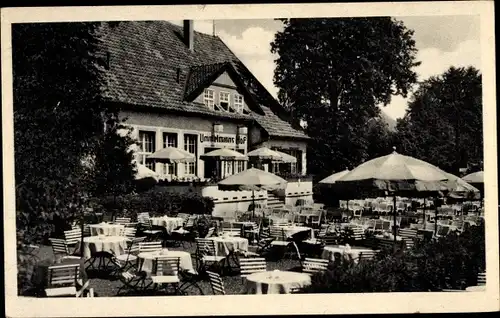 Ak Bielefeld in Nordrhein Westfalen, Ummelmanns Hof, niedersächsisches Bauernhaus, Terrasse
