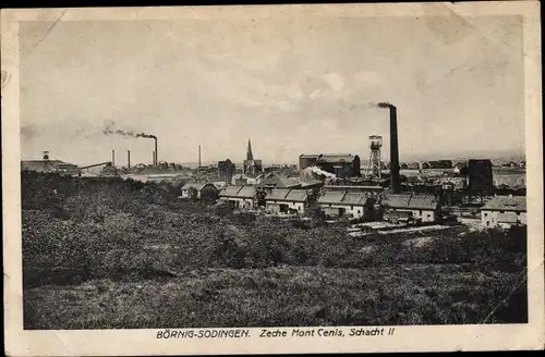 Ak Börnig Sodingen Herne im Ruhrgebiet, Zeche Mont Cenis, Schacht II, Gesamtansicht