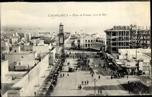 Ak Casablanca Marokko, Place de France, vers la Mer