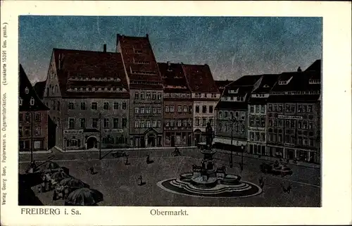 Luna Ak Freiberg in Sachsen, Obermarkt, Denkmalbrunnen