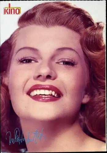 Ak Schauspielerin Rita Hayworth, Portrait, Autogramm