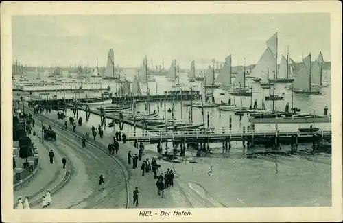 Ak Kiel Schleswig Holstein, Der Hafen, Segelboote