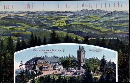 Ak Wildenthal Eibenstock im Erzgebirge, Panorama vom Auersberg, Unterkunftshaus, Riesenberg