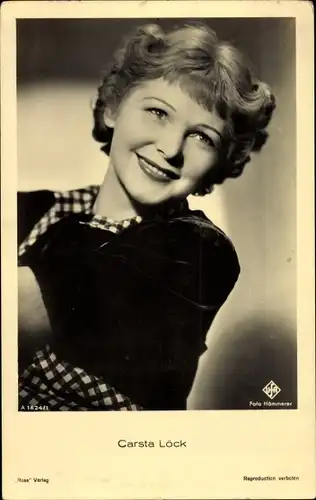 Ak Schauspielerin Carsta Löck, Portrait, Ufa Film, Ross Verlag A 1824 1